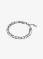 Precious Metal-Plated Brass Double Chain Tennis Bracelet