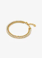 Precious Metal-Plated Brass Double Chain Tennis Bracelet