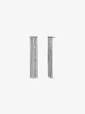 Precious Metal-Plated Brass Pavé Chain Drop Earrings