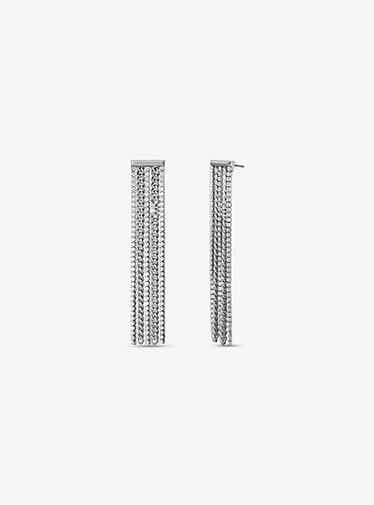 Precious Metal-Plated Brass Pavé Chain Drop Earrings