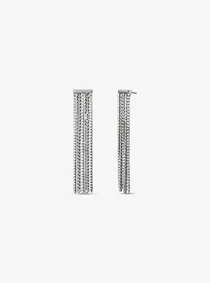 Precious Metal-Plated Brass Pavé Chain Drop Earrings