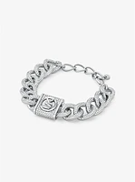 Precious Metal-Plated Brass Pavé Lock Curb Link Bracelet