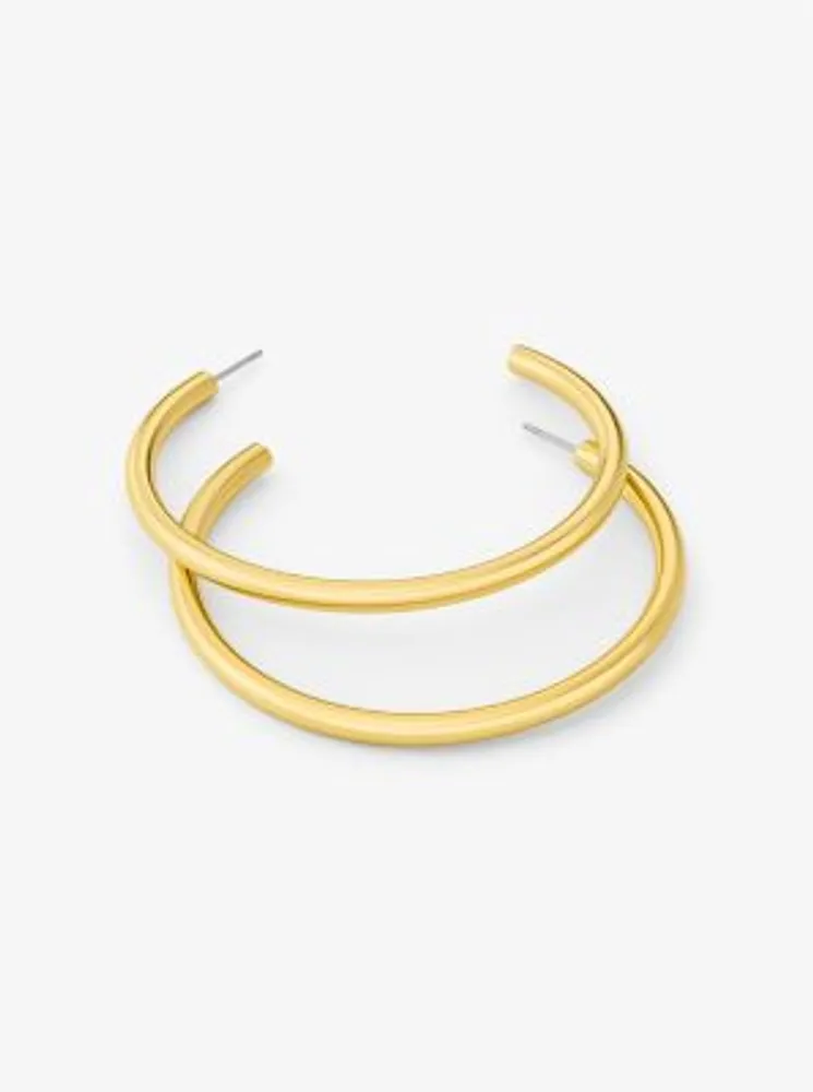 Precious-Metal Plated Brass Large Hoop Earrings