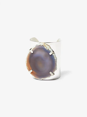 Precious Metal-Plated Brass and Agate Cuff