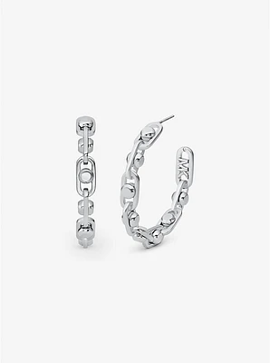 Astor Link Medium Precious Metal-Plated Brass Hoop Earrings