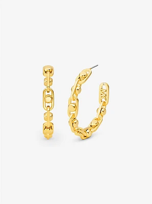 Astor Link Medium Precious Metal-Plated Brass Hoop Earrings