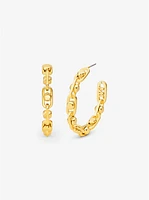 Astor Link Medium Precious Metal-Plated Brass Hoop Earrings