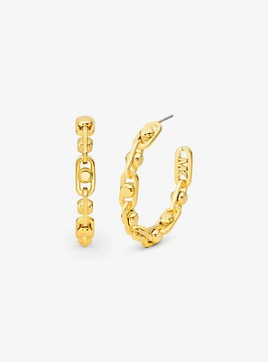Astor Medium Precious Metal-Plated Brass Link Hoop Earrings
