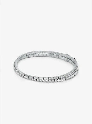 Precious Metal-Plated Brass Double Wrap Tennis Bracelet