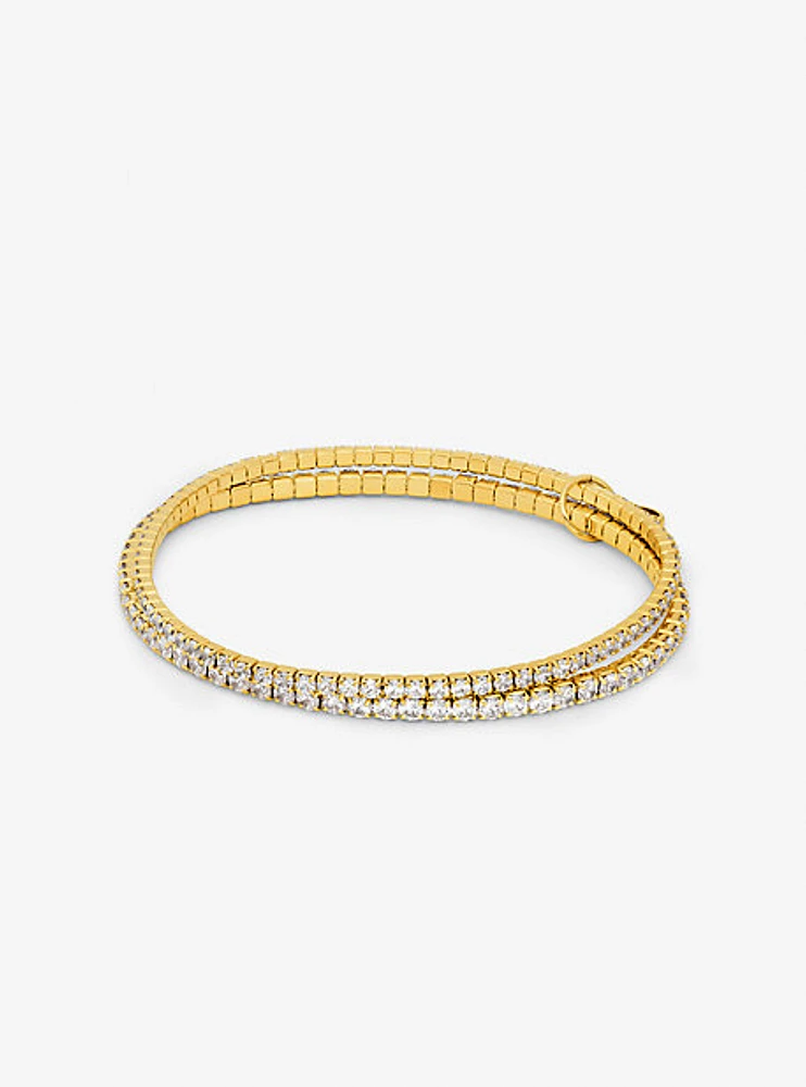 Precious Metal-Plated Brass Double Wrap Tennis Bracelet