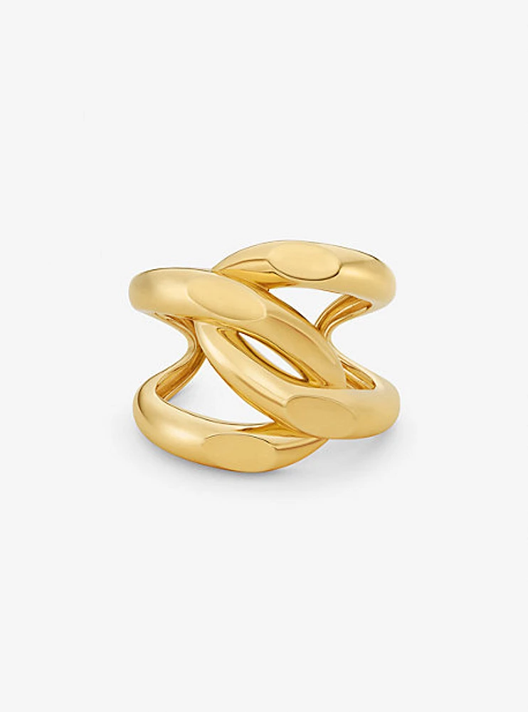 Oversized Precious Metal-Plated Brass Curb-Link Cuff