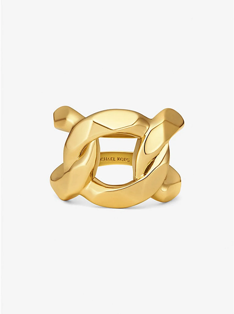 Precious Metal-Plated Brass Curb-Link Ring