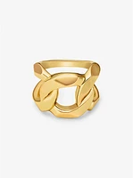 Precious Metal-Plated Brass Curb-Link Ring