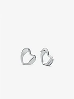 Precious Metal-Plated Brass Heart Stud Earrings