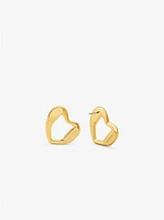 Precious Metal-Plated Brass Heart Stud Earrings