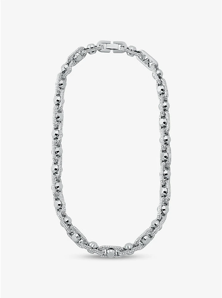 Collar Astor extragrande de latón chapado en metal precioso con cadena y pavé
