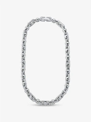 Collar Astor extragrande de latón chapado en metal precioso con cadena y pavé