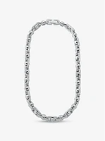 Collar Astor extragrande de latón chapado en metal precioso con cadena y pavé