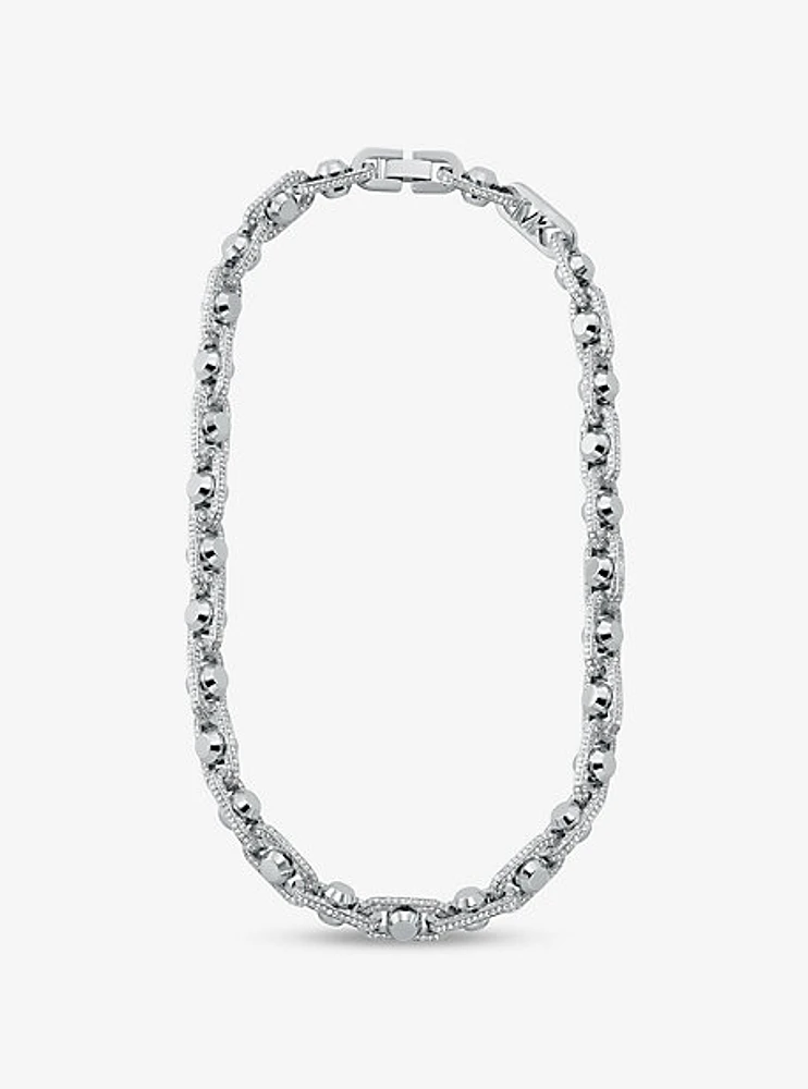 Astor Link Extra-Large Pavé Precious Metal-Plated Brass Necklace