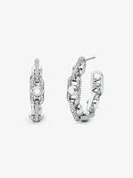 Astor Link Medium Precious Metal-Plated Brass Pavé Hoop Earrings