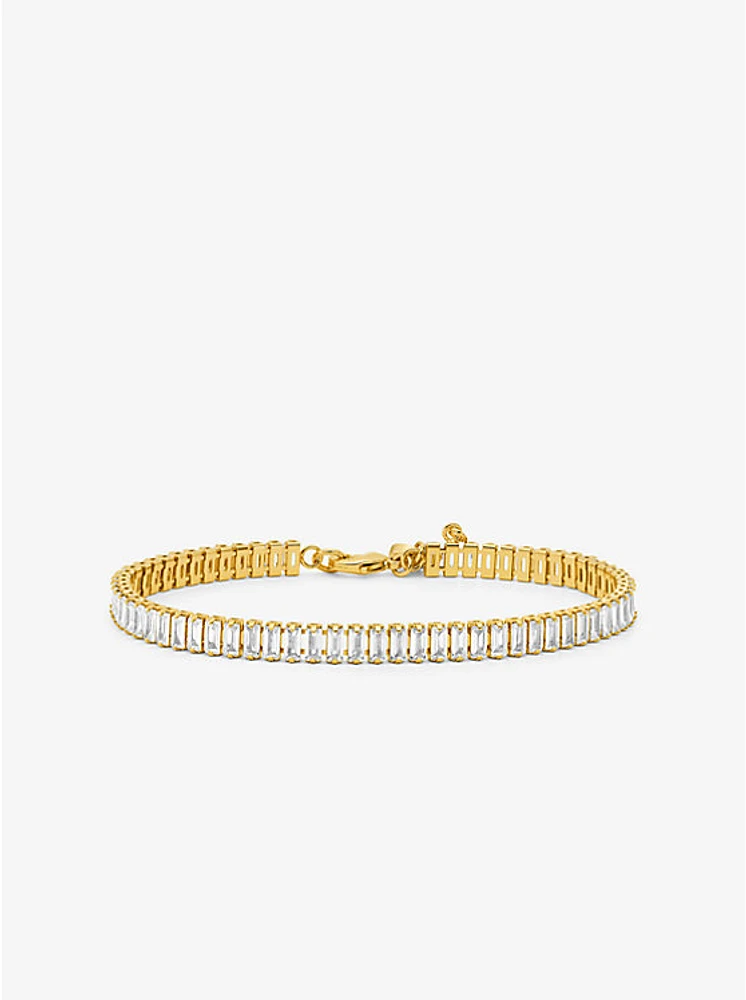 Precious Metal-Plated Brass Baguette Tennis Bracelet