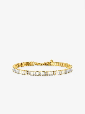 Precious Metal-Plated Brass Baguette Tennis Bracelet