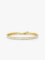 Precious Metal-Plated Brass Baguette Tennis Bracelet