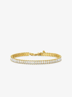 Precious Metal-Plated Brass Baguette Tennis Bracelet