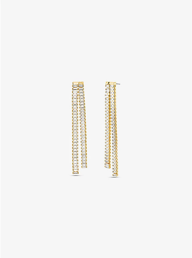 Precious Metal-Plated Brass Baguette Drop Earrings