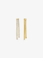 Precious Metal-Plated Brass Baguette Drop Earrings