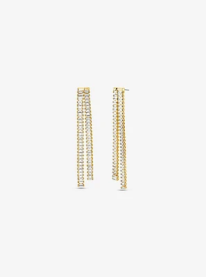 Precious Metal-Plated Brass Baguette Drop Earrings