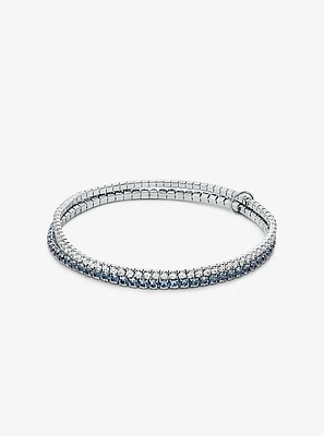 Precious Metal-Plated Brass Double Wrap Tennis Bracelet