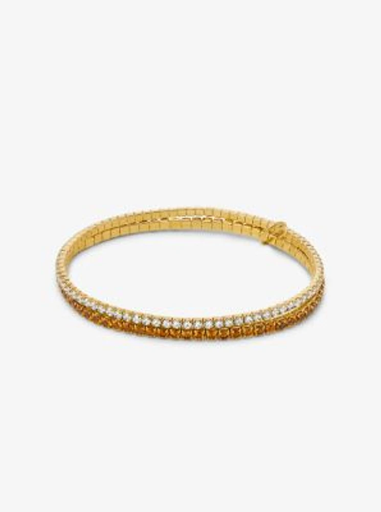 Precious Metal-Plated Brass Double Wrap Tennis Bracelet