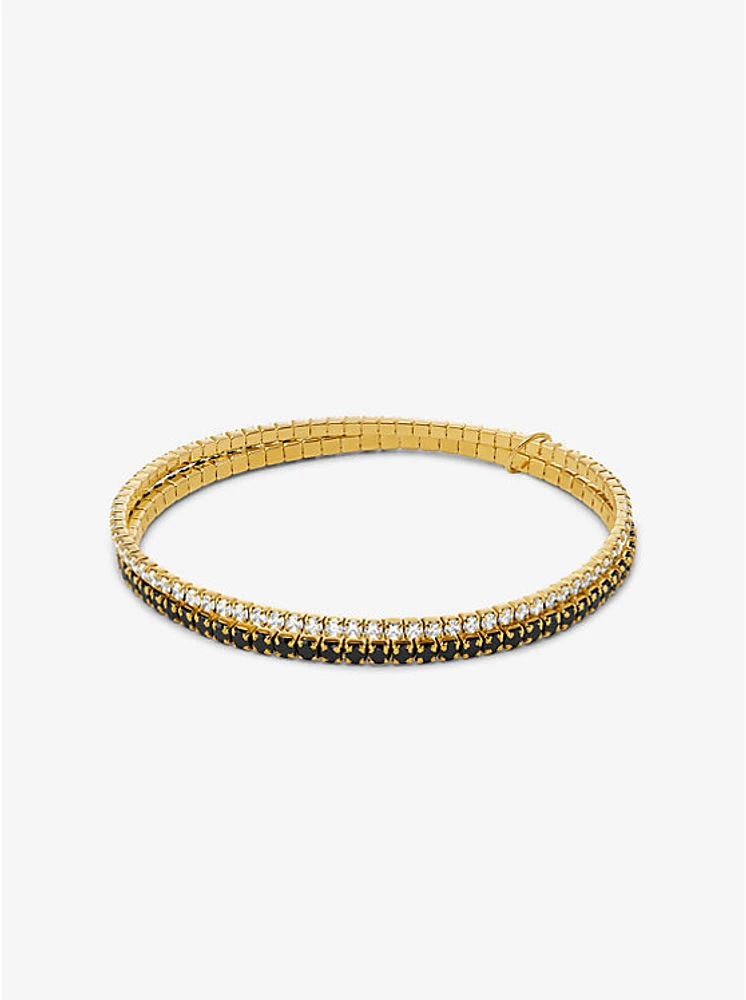Pulsera de tenis de latón enchapado en metal precioso con doble tira