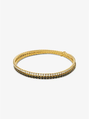 Pulsera de tenis de latón enchapado en metal precioso con doble tira