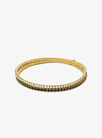 Pulsera de tenis de latón enchapado en metal precioso con doble tira
