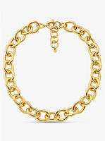 Large Precious Metal-Plated Brass Chain Link Necklace