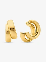 Large Precious Metal-Plated Brass Double Hoop Earrings