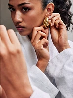 Large Precious Metal-Plated Brass Double Hoop Earrings