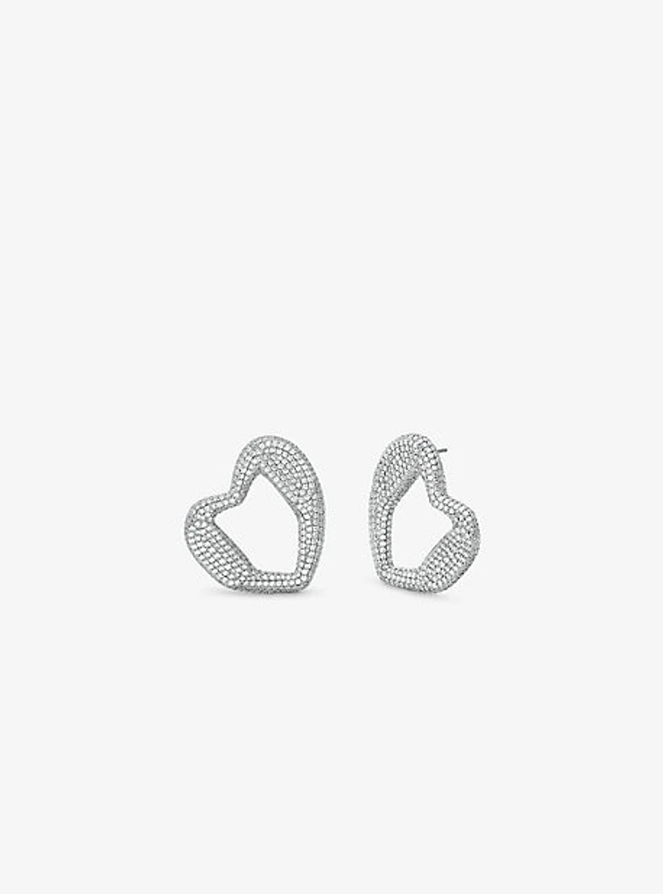 Precious Metal-Plated Brass Pavé Stud Earrings