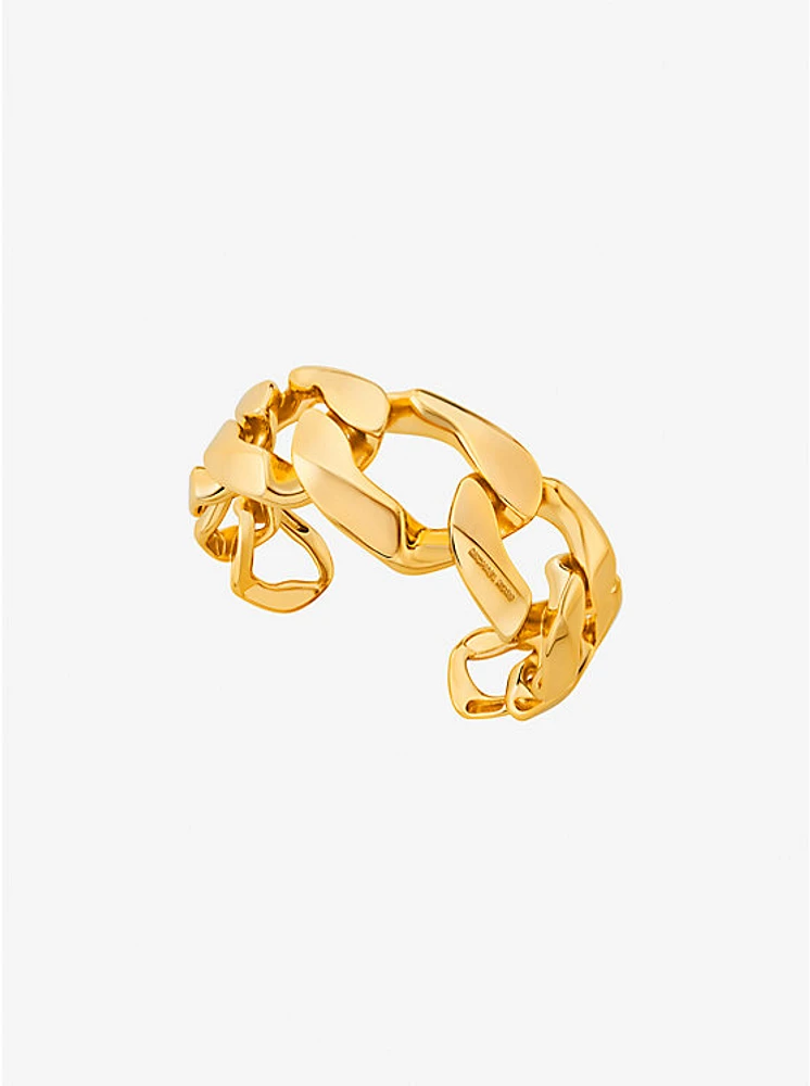 Precious-Metal Plated Brass Curb-Chain Cuff