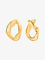 Precious Metal-Plated Brass Curb Link Hoop Earrings