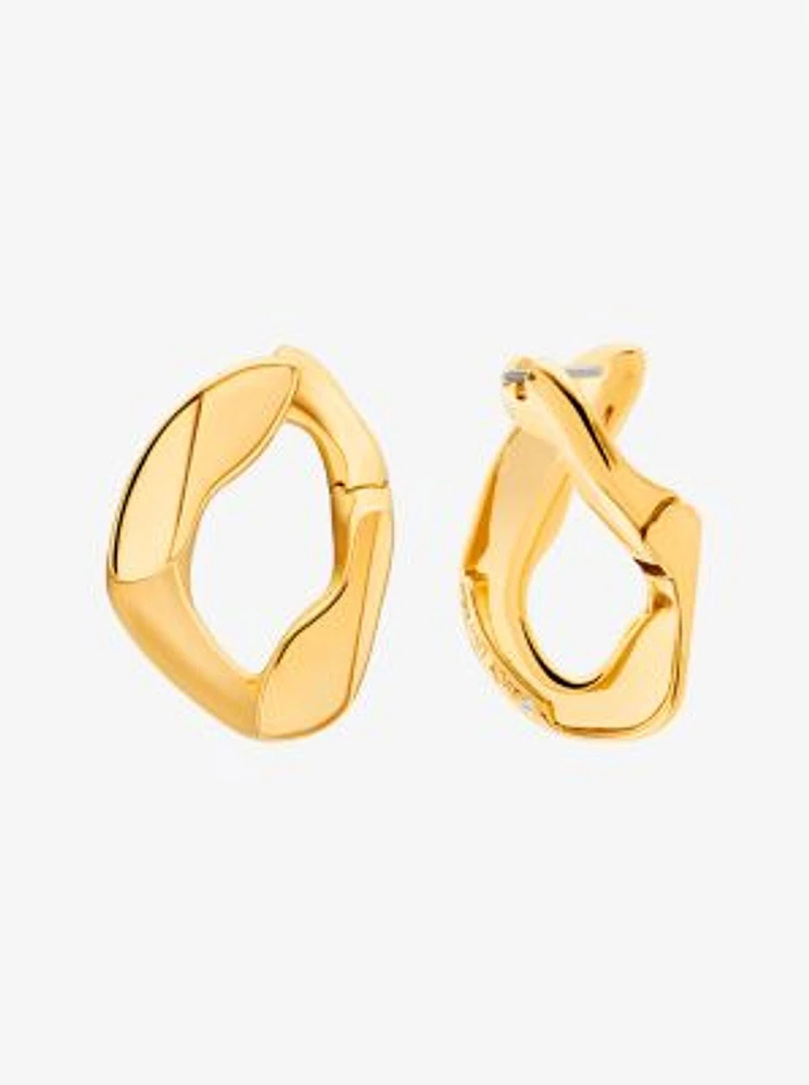 Precious Metal-Plated Brass Curb Link Hoop Earrings