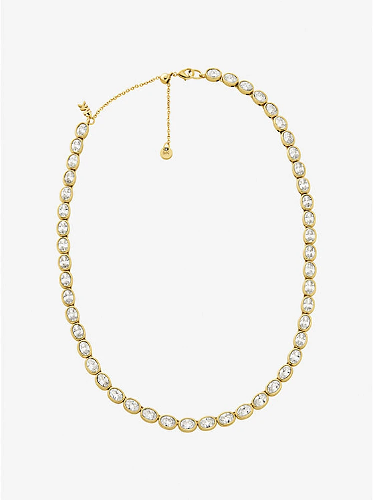Precious Metal-Plated Cubic Zirconia Tennis Necklace