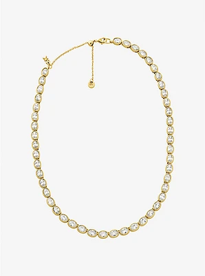 Precious Metal-Plated Cubic Zirconia Tennis Necklace