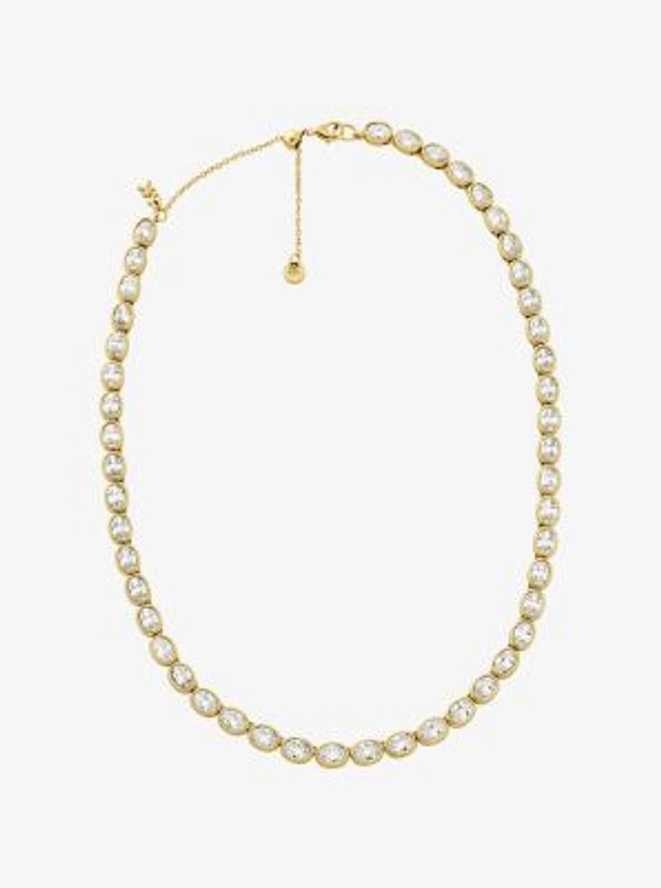 Precious Metal-Plated Cubic Zirconia Tennis Necklace