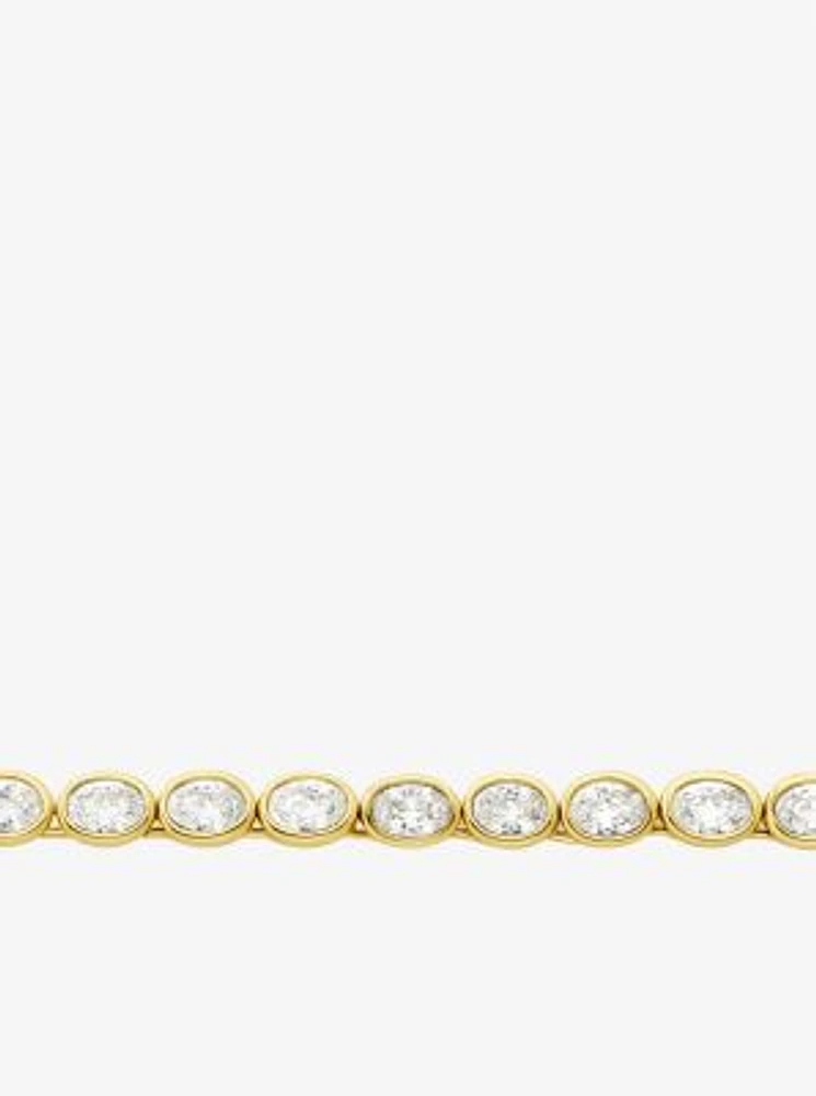 Precious Metal-Plated Cubic Zirconia Tennis Necklace