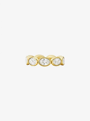 Precious Metal-Plated Cubic Zirconia Tennis Ring