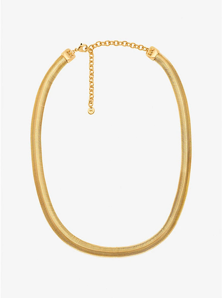 Collar de cadena serpiente tubogas latón chapado en metales preciosos