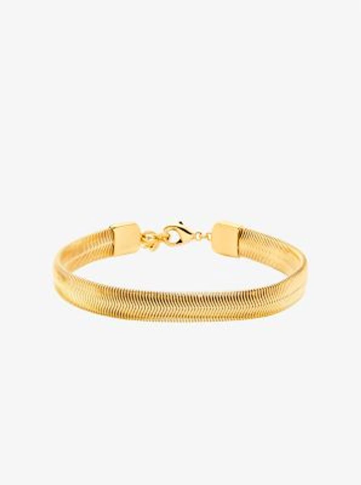 Precious Metal-Plated Brass Snake Chain Bracelet